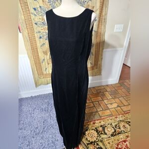 VTG Black Tie Oleg Casini Black Velvet Dress Size 14